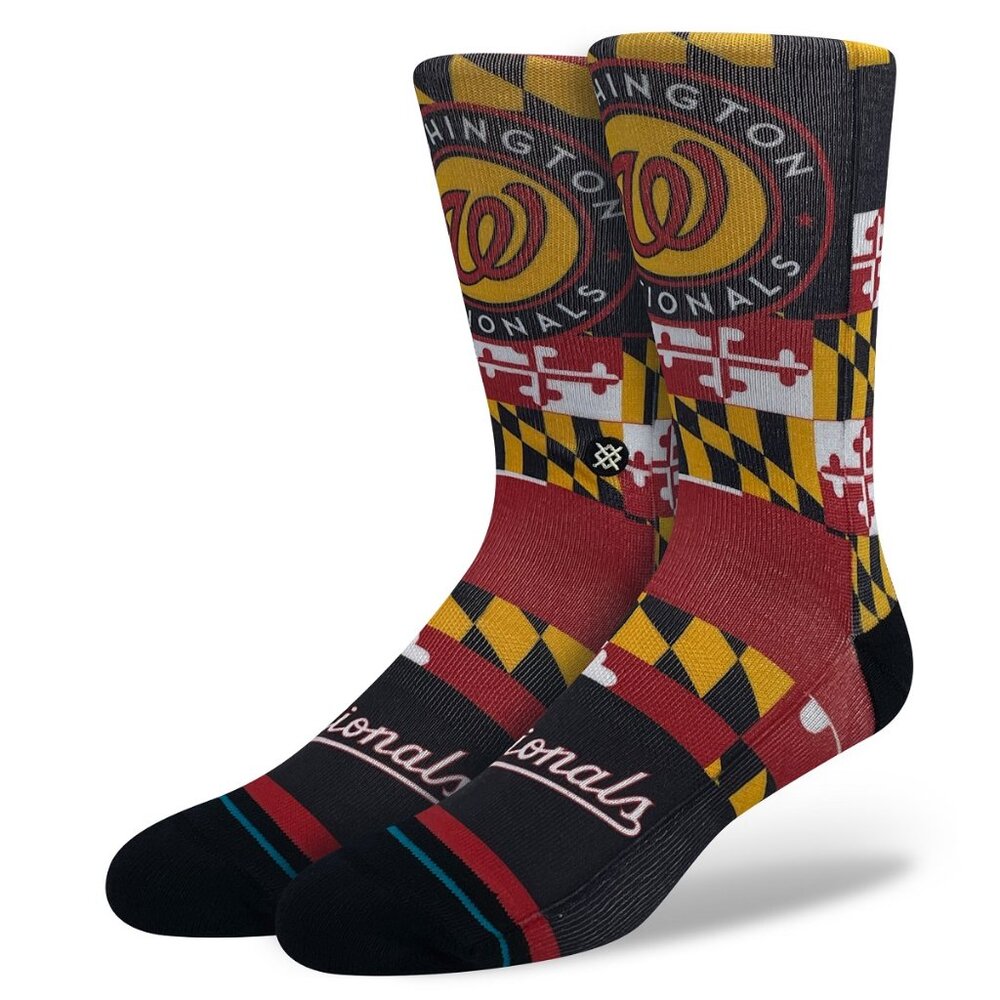 Stance Men's Socks MLB Washington Nationals Flag Poly Crew Socks, Size M 6-8.5